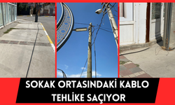 Elektrik kablosu sokak ortasında bırakıldı