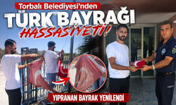 Özel bir firmada yıpranan Türk bayrağı için belediye harekete geçti