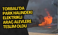 Torbalı’da park halindeki elektrikli araç alevlere teslim oldu