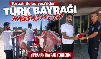 Özel bir firmada yıpranan Türk bayrağı için belediye harekete geçti