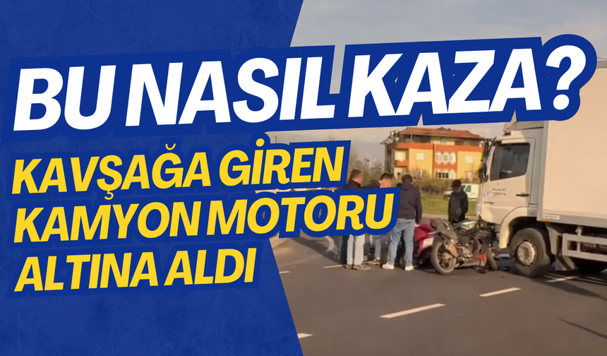 Kuşçuburun’da Korkutan Kaza: Motosiklet Kamyona Saplandı