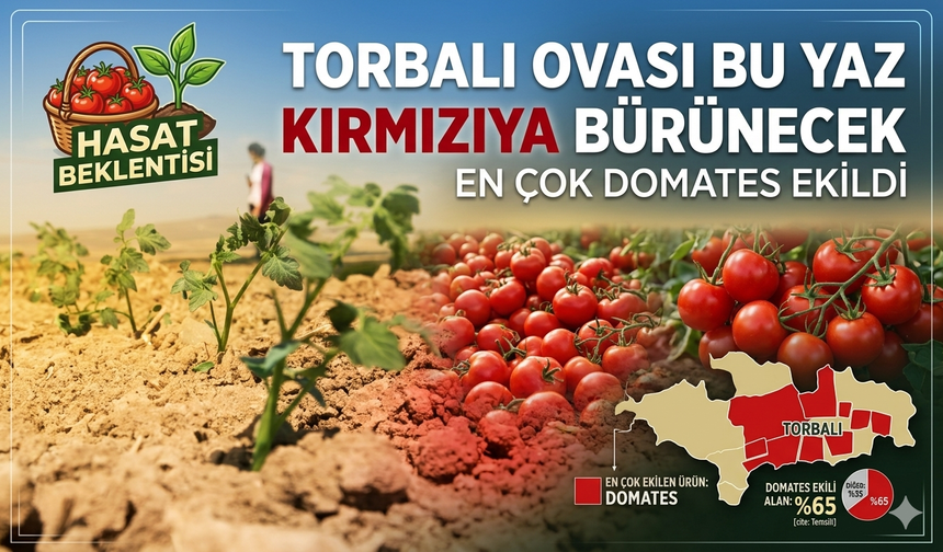 “Torbalı Ovası Kırmızıya Büründü: Bu Yılın Gözdesi Domates Oldu”