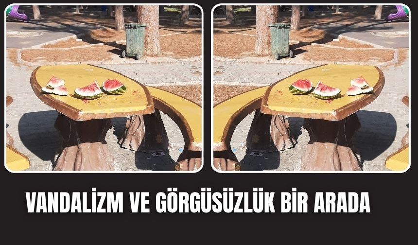 Korulukta pes dedirten görüntü: Karpuzu yediler, çöplerini bıraktılar