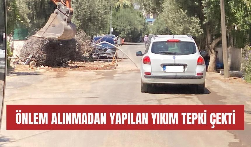 Ertuğrul’da yıkım sırasında tehlikeli görüntü